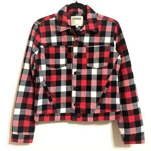 NWT L'Agence Celine Slim Jacket Button Up RARE Print Red Buffalo Check Sz Small